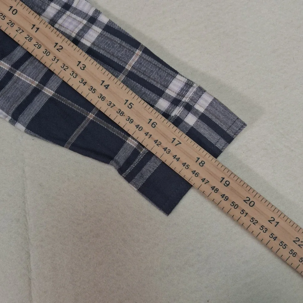 Wonder Nation Flannel Top Boys Size L 10-12 Slate Grey Plaid Button Down Shirt